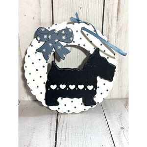 Vintage Rustic Farmhouse Scottish Terrier Wooden Christmas Ornament